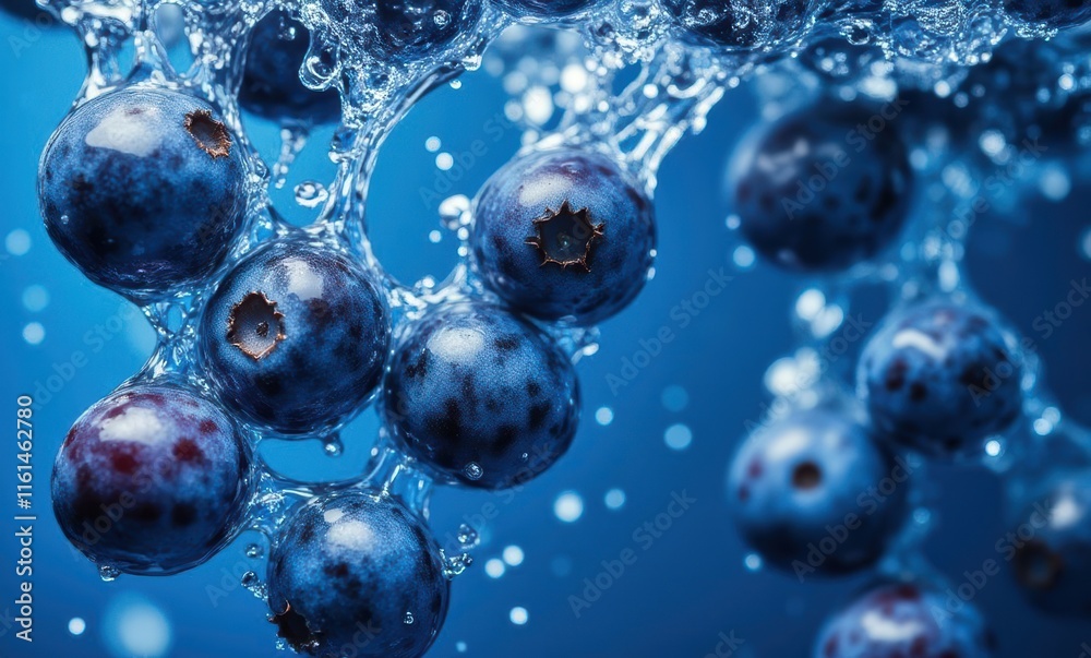 Blueberries submerged in sparkling water Blueberries submerged in sparkling water