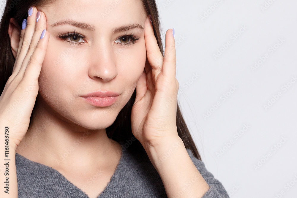 Throat Pain. Closeup Of Sick Woman With Sore Throat Feeling Bad Throat Pain. Closeup Of Sick Woman With Sore Throat Feeling Bad