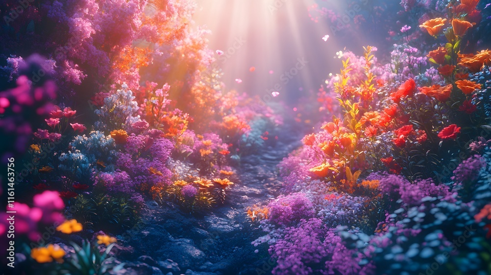 Fototapeta premium Panic Disorder in a Glowing Garden Ravine