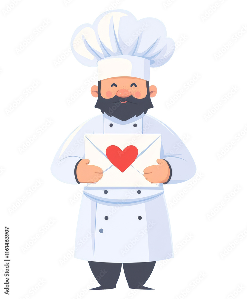 clipart of chef holding an white envelope with the red heart 3 clipart of chef holding an white envelope with the red heart 3