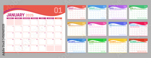 Colorful 2025 Calendar with Wave