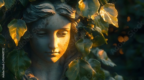 Luminous Garden of Ancient Statues