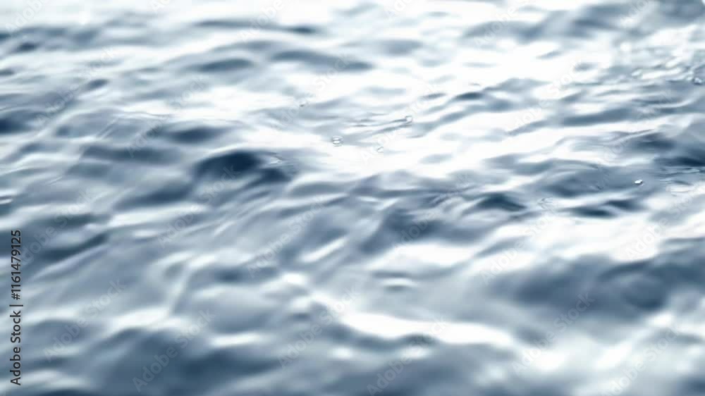 Serene Ocean Waves Animation in Blue and White Tones. Realistic Water Surface Movement. Clean Minimalist Marine Background for Relaxation Videos and Environmental Projects with Copy Space
