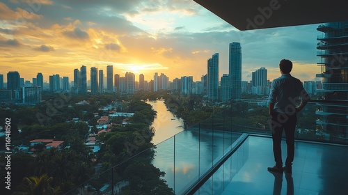City Sunrise View from Luxury Balcony