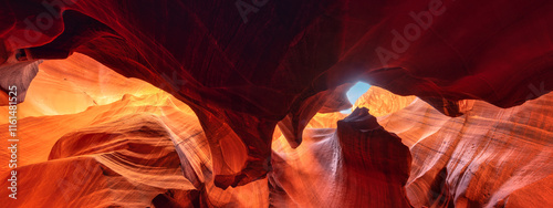 Panoramic Antelope Canyon near Page in arizona - travel and art concept. photo