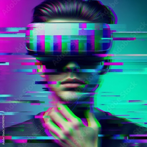 Tech-Glitch VR Headset Portrait photo