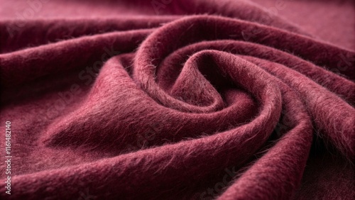 Luxurious burgundy wool fabric with soft texture and elegant folds