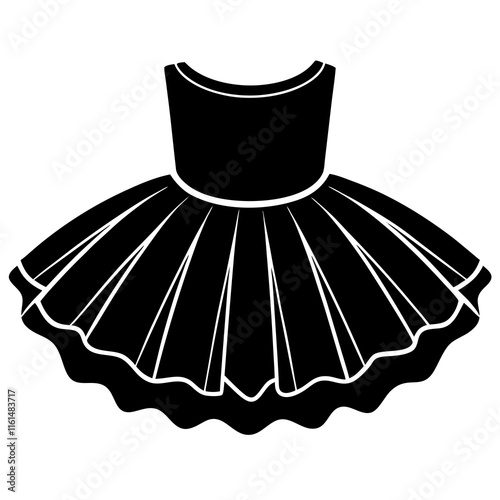 Minimalist Ballet Tutu Vector Silhouette on White Background