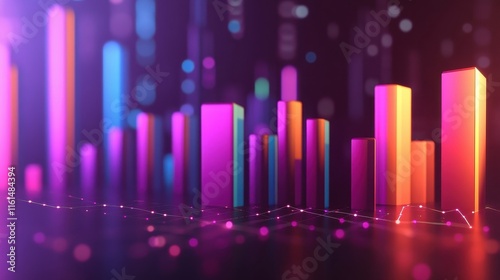 3D financial performance bar chart results photo