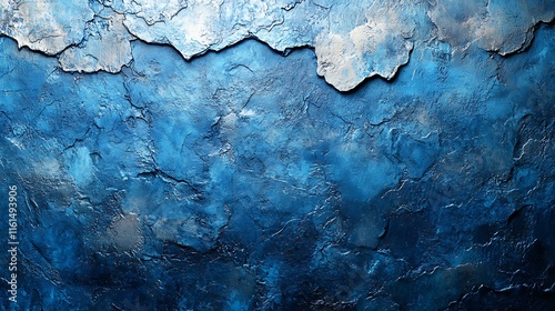 Vibrant blue texture with layered appearance resembling ocean waves in abstract art photo