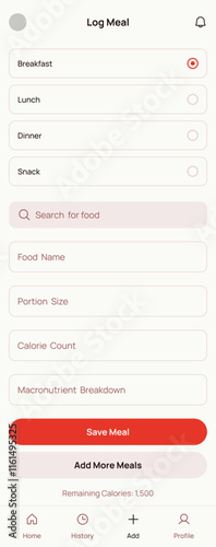 Calorie Goal Counter, Meal Planner, Healthy Eating, Diet Nutrition & Food Recipe App Ui Kit Template