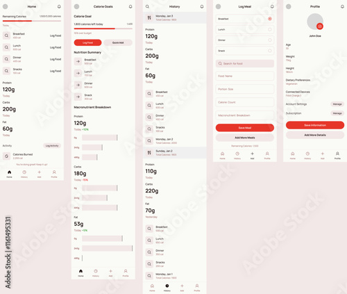 Calorie Goal Counter, Meal Planner, Healthy Eating, Diet Nutrition & Food Recipe App Ui Kit Template
