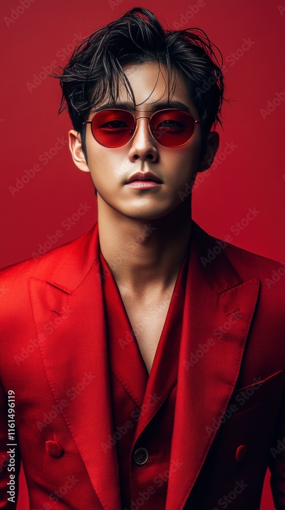 Fototapeta premium Red Suit, Red Sunglasses, Fashion
