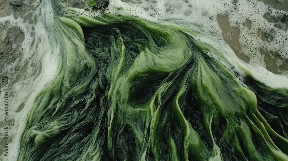 Obraz premium Flowing River Algae Creating Intricate Natural Patterns