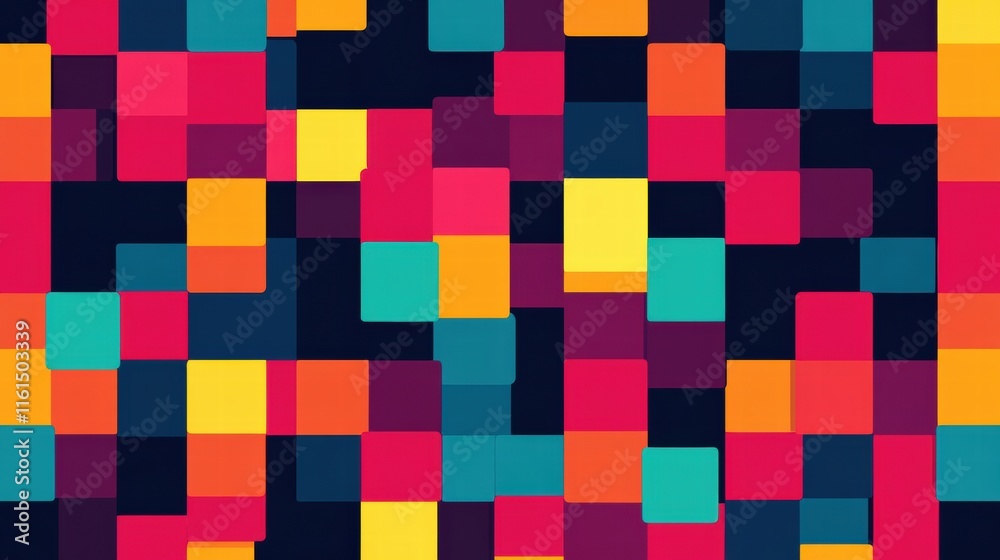 Seamless pixel art inspired pattern with vibrant colors and geometric shapes for creative designs. Generative AI Seamless pixel art inspired pattern with vibrant colors and geometric shapes for creative designs. Generative AI