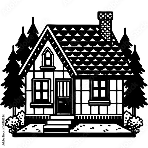 Charming Pixel House Vector on White Background