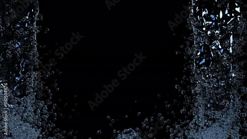 Splashes, water flow, fluidity and jet on a transparent background with an alpha channel.