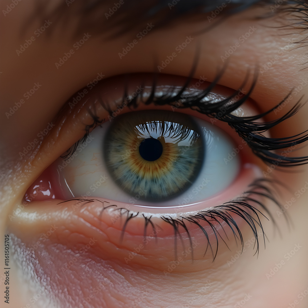 Fototapeta premium Close-up of a human eye with heart-shaped iris