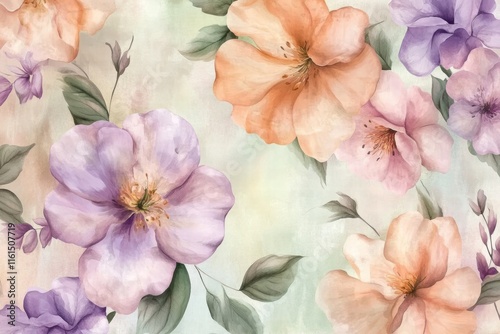Wallpaper Mural Bright and delicate floral pattern featuring pastel flowers in soft colors on a subtle background. Generative AI Torontodigital.ca