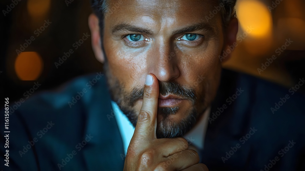 A man with a beard and a blue shirt is looking at the camera A man with a beard and a blue shirt is looking at the camera