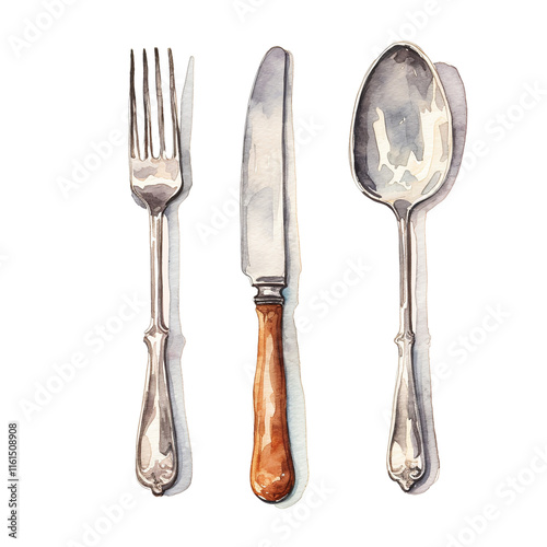 Watercolor Silverware Set photo