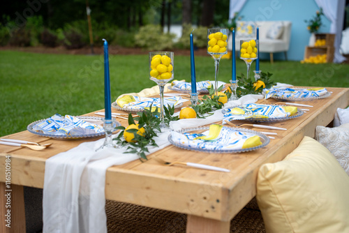 italian themed picnic, lemon photo