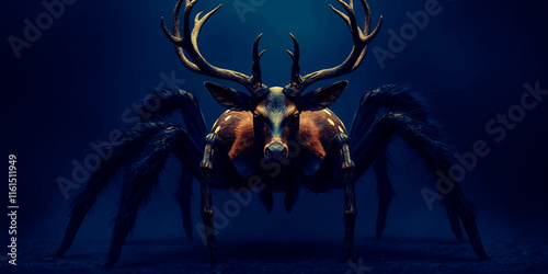 Creepy Deer Combine WIth Spider Genetics In A Dark Background photo