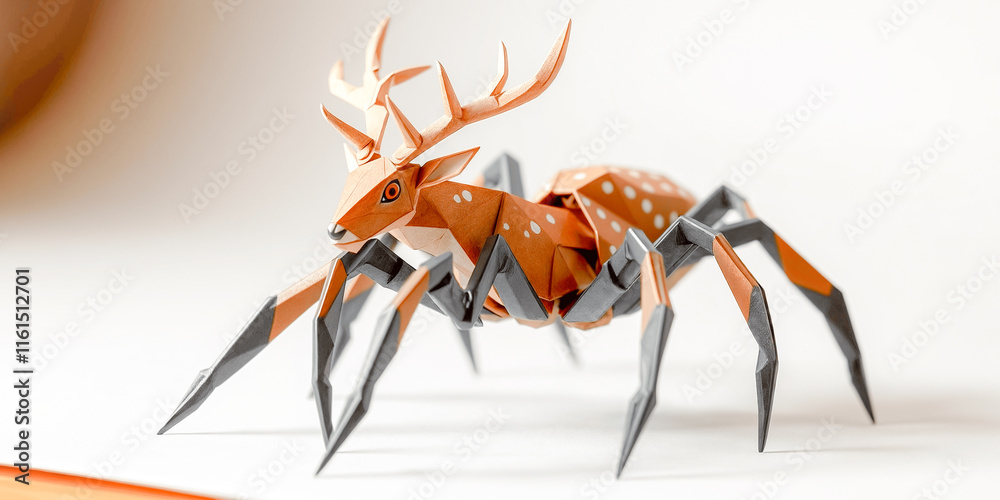 Fototapeta premium Creepy Paper Deer Combine WIth Spider Genetics