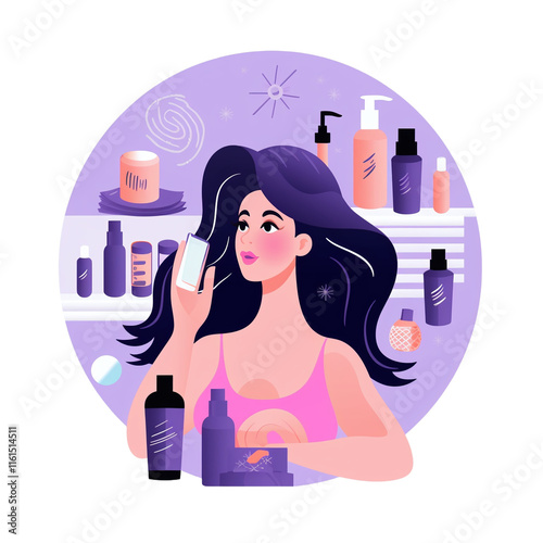 Woman with Haircare Products photo