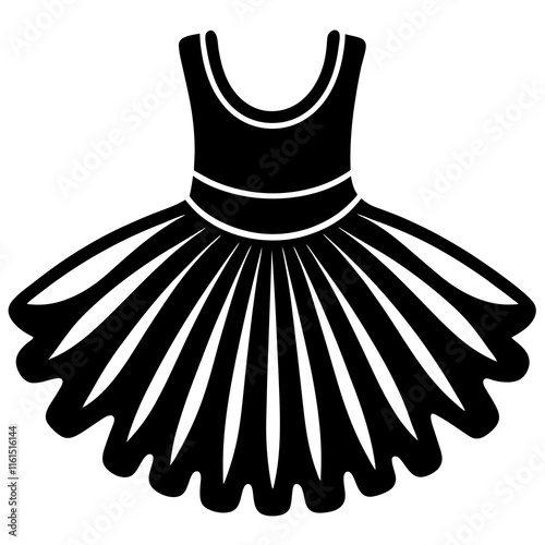 Minimalist Ballet Tutu Vector Silhouette on White Background