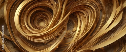 Abstract golden geometric pattern with swirling shapes and lines,  design,  patterns photo