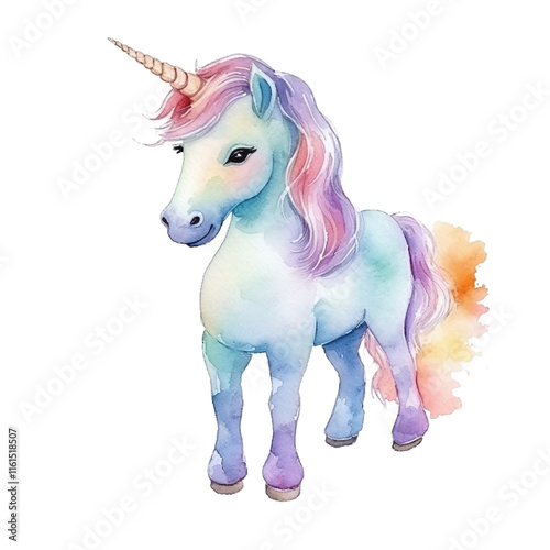 Unicorn Watercolor Illustration photo