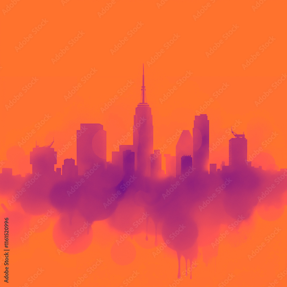 Obraz premium Ink Drops Of The Urban Downtown