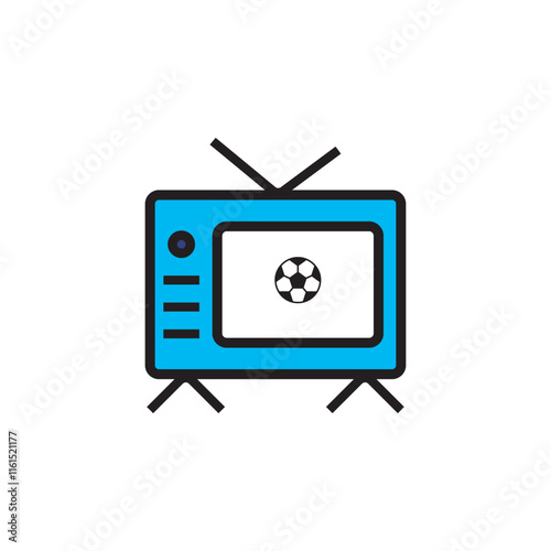Soccer tv flat icon vector design illustration. Sport channel television icon design. 