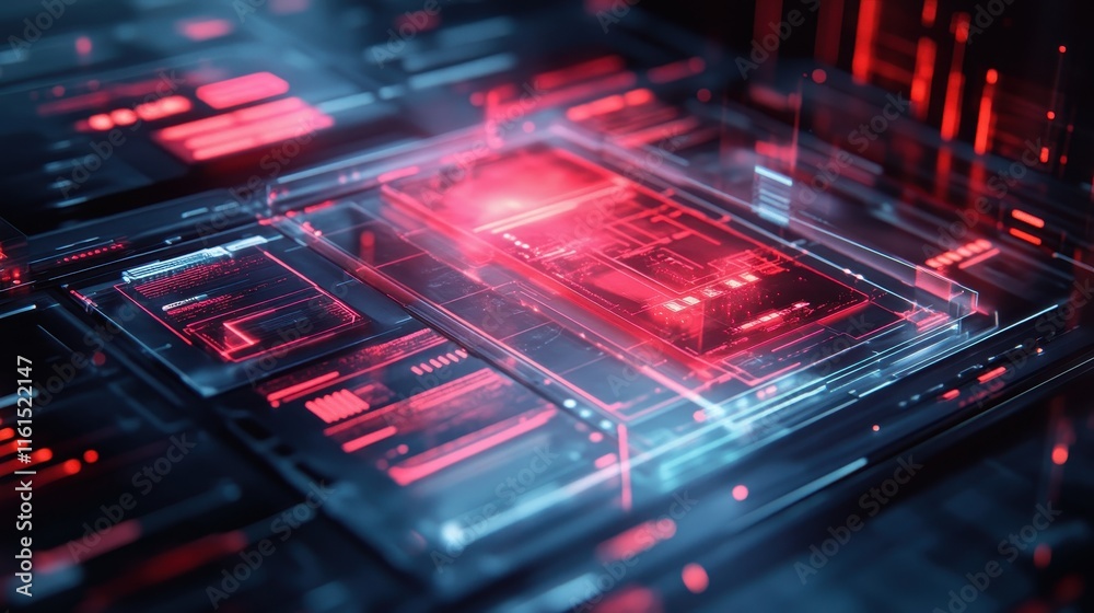 Fototapeta premium Transparent glassmorphic panels overlapping, creating a multi-layered modern UI.