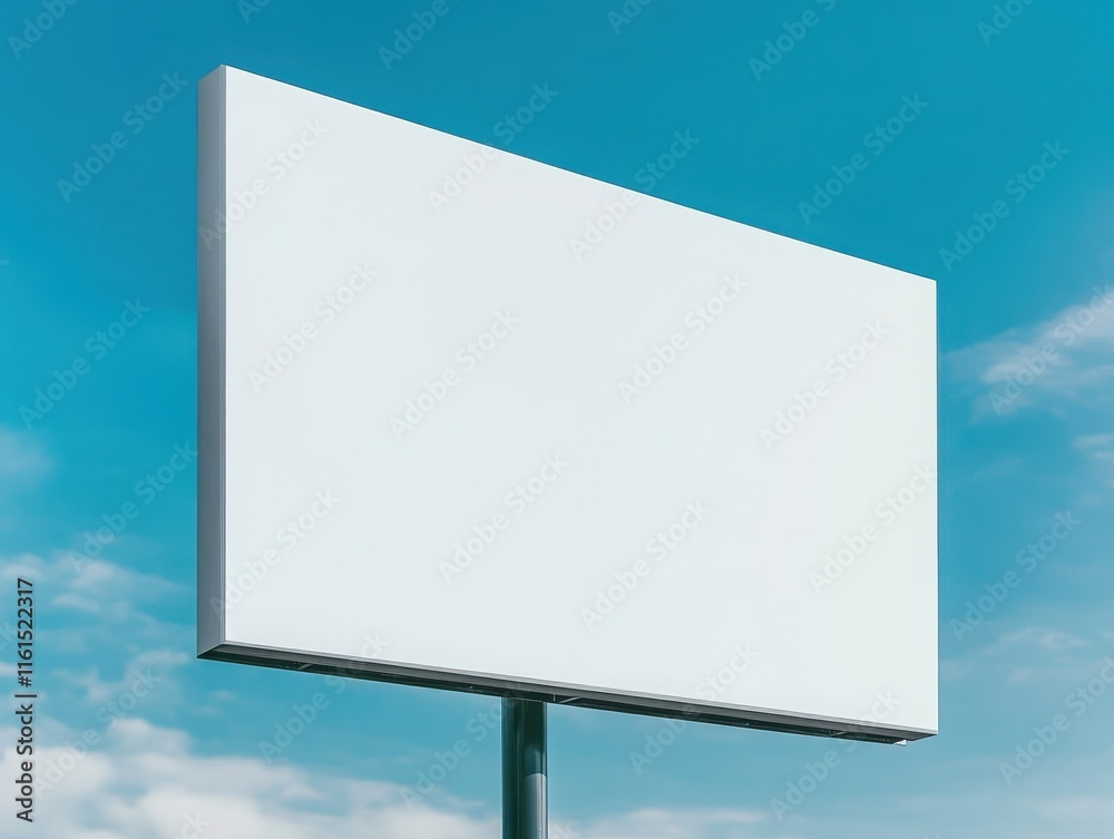Fototapeta premium A blank billboard against a bright blue sky, perfect for advertising and promotional messages in urban settings.