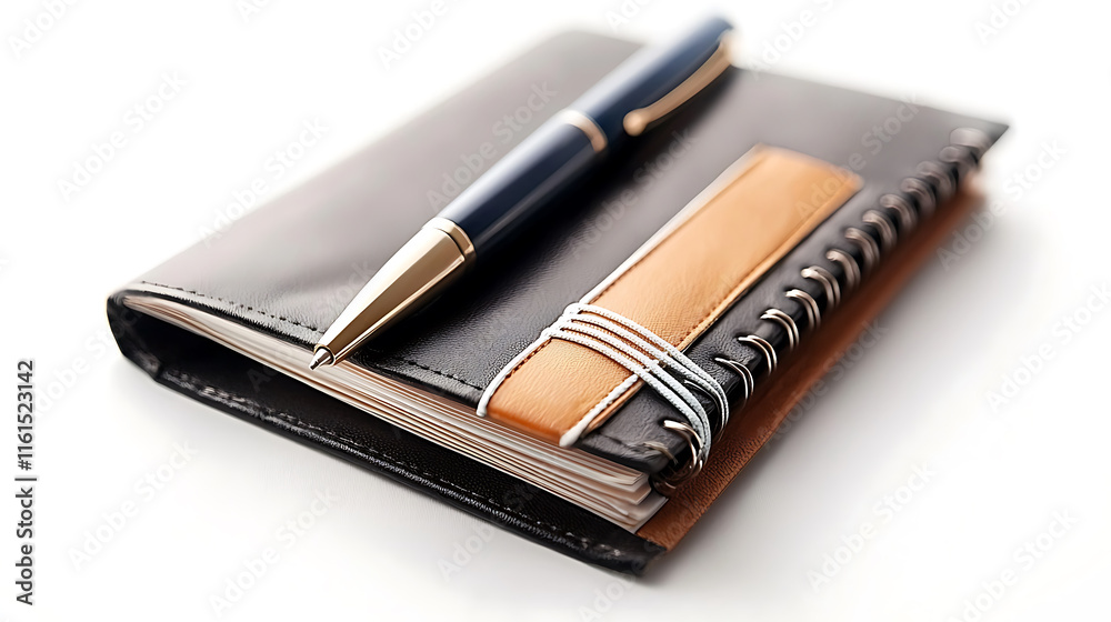 stylish notebook with pen resting on top, perfect for notes and ideas stylish notebook with pen resting on top, perfect for notes and ideas