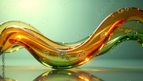 Golden, Vibrant Glass on a Green background