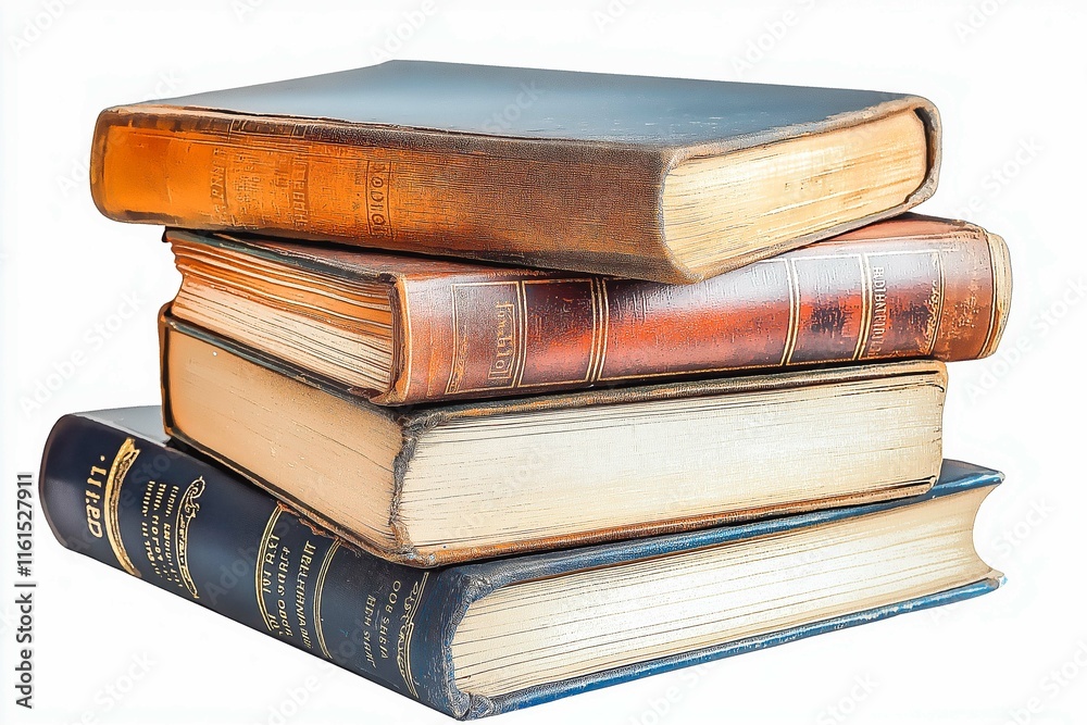 A stack of hardcover books on a transparent background. A stack of hardcover books on a transparent background.