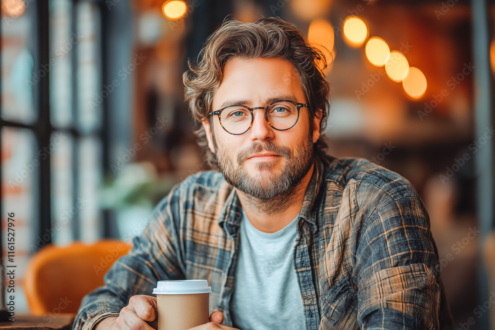 A startup CEO sitting casually in a modern workspace, holding a coffee cup while looking at the camera A startup CEO sitting casually in a modern workspace, holding a coffee cup while looking at the camera