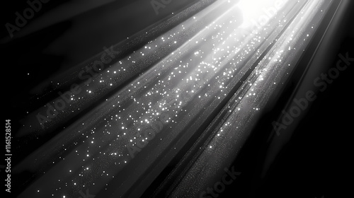 Rays of light emanating from top left light source isolated on transparent background. light beam overlay. Solarian. Illustration