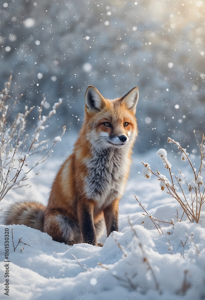 Fototapeta premium Red fox in the snow