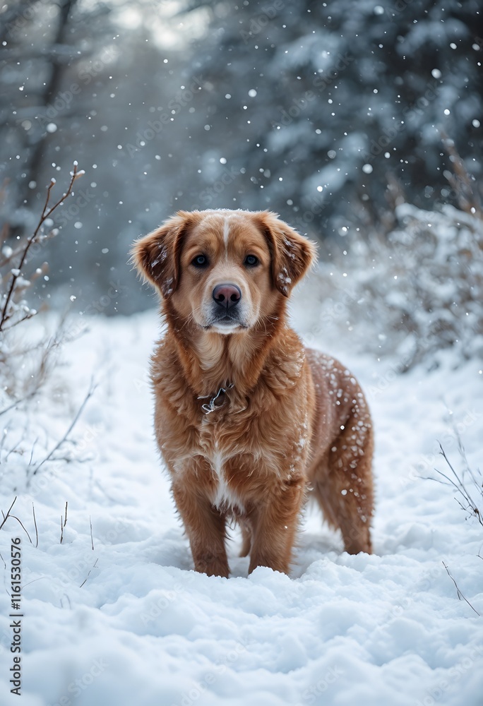 Beautiful dog in the snow Beautiful dog in the snow