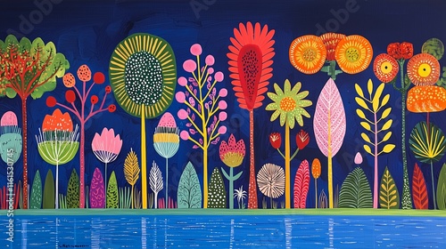 Whimsical Garden of Abstract Flowers
