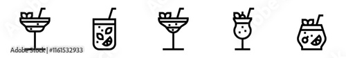 Cocktails icon set. Diversity of exotic drinks. alcoholic drinks