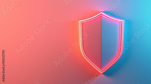 Free Download A neon shield icon glowing against a gradient background, symbolizing protection and security. - GFXLoad