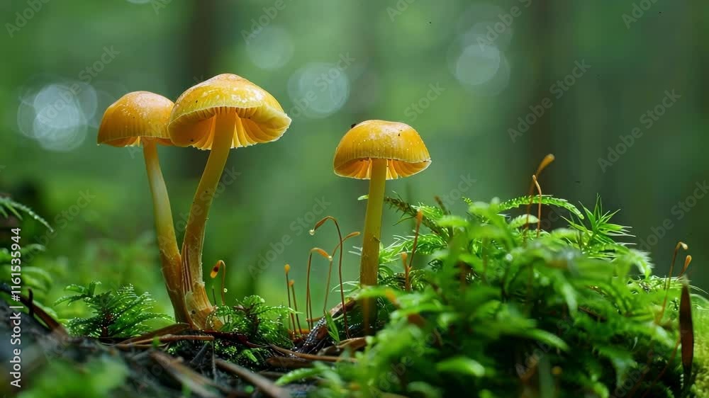 A of mushrooms sprouts up from the forest floor mimicking the elusive and mysterious nature of dark matter. A of mushrooms sprouts up from the forest floor mimicking the elusive and mysterious nature of dark matter.