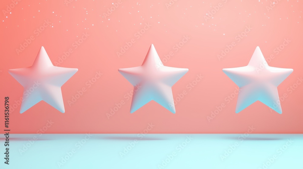 Three white stars on a soft gradient background, creating a modern and minimalist aesthetic. Three white stars on a soft gradient background, creating a modern and minimalist aesthetic.