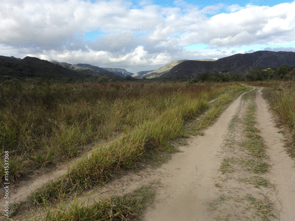 A beautiful landscape of large forests and mountains in the background at the top of Serra do Cipo A beautiful landscape of large forests and mountains in the background at the top of Serra do Cipo