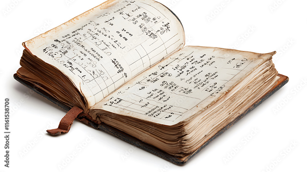 Obraz premium vintage savings account ledger with handwritten entries and aged pages, showcasing financial records and calculations